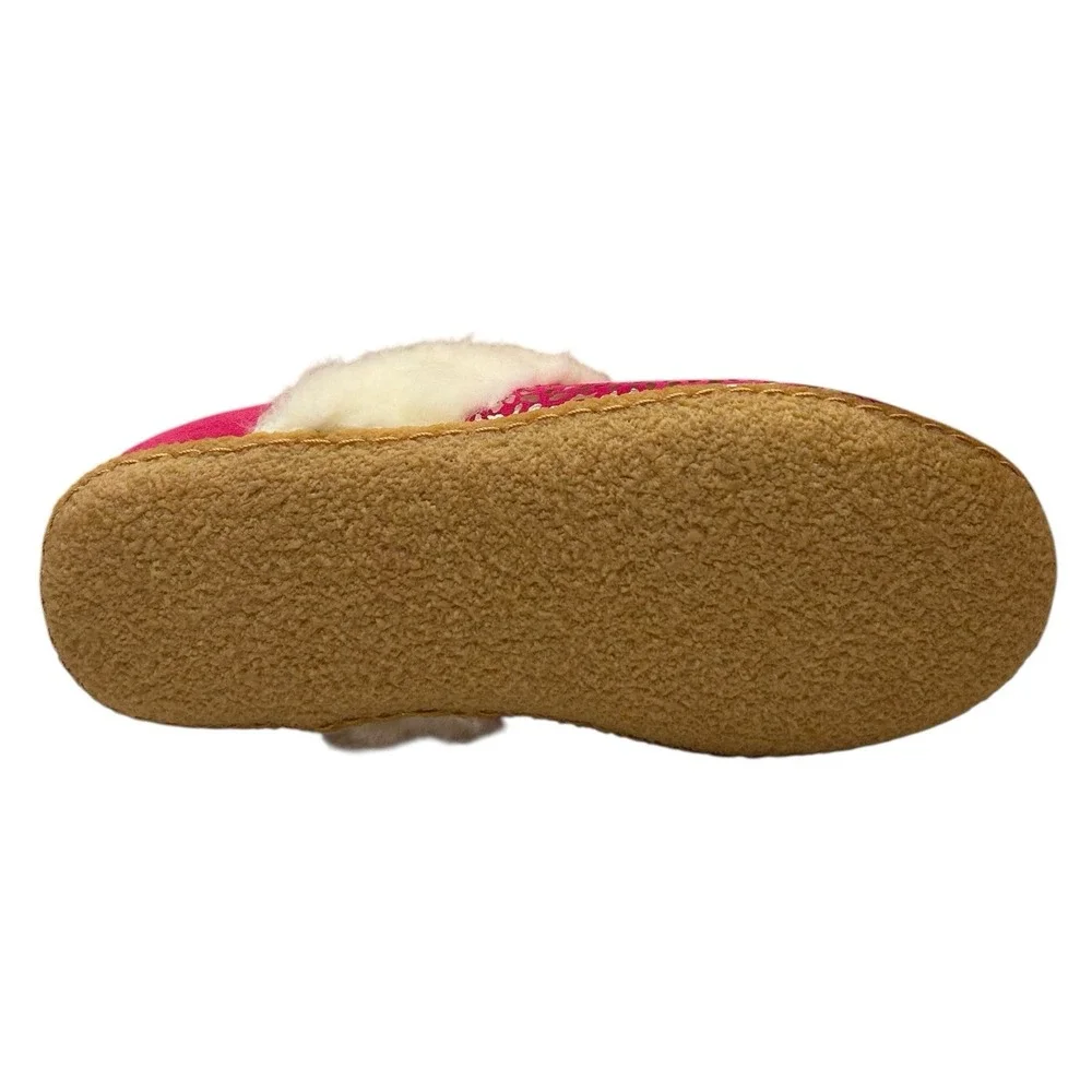 SOREL Nakiska Youth‎ Girls Faux Fur Slippers Size 4 Pink - Silver Animal Print